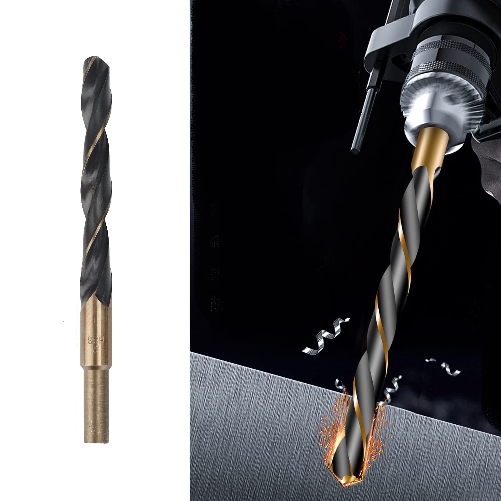 Punte elicoidali ridotte 12mm, HSS 4341 per ferro/rame/acciaio inossidabile/alluminio piastre perforazione