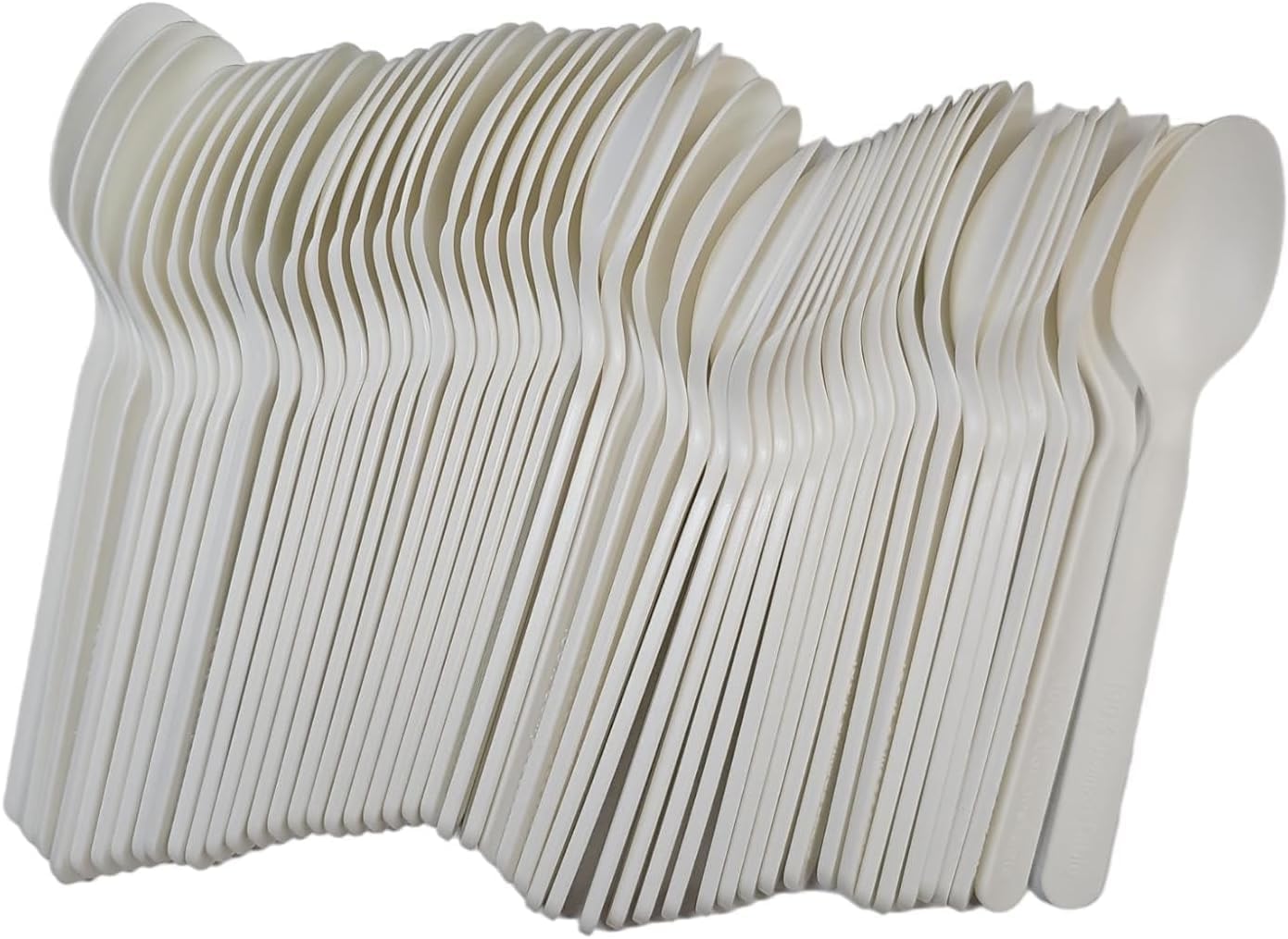200 Cucchiai biodegradabili e compostabili Bianche Posate in Fibra di Zucchero Confezioni da 50 Pezzi stoviglie bio Eco Friendly (200 cucchiai)