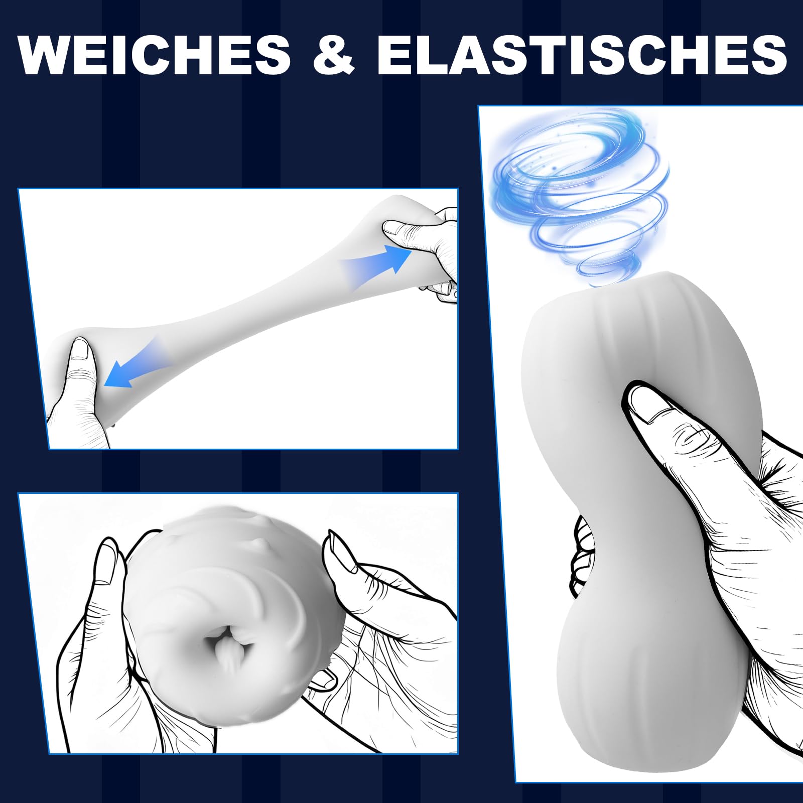 Masturbatore Uomo - Masturbatori Maschili Ultra Elastico Toy con 3D Vagina Finta, Pompino Giocattoli Sessuali, Manuale Objet per Uomini, Masturbatore per Pene Sexytoys Uomo Pocket Pussy