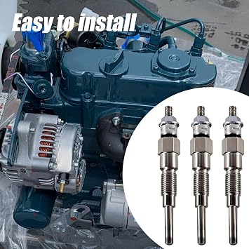 3PCS Glow Plug 16851-65510 16851-65512 Fits for Kubota D722 D902 D905 D1005 D1105 V1505 V1305 Tractor B1700D B1700E ZD326 ZD331 Mower BX1800D BX1830D