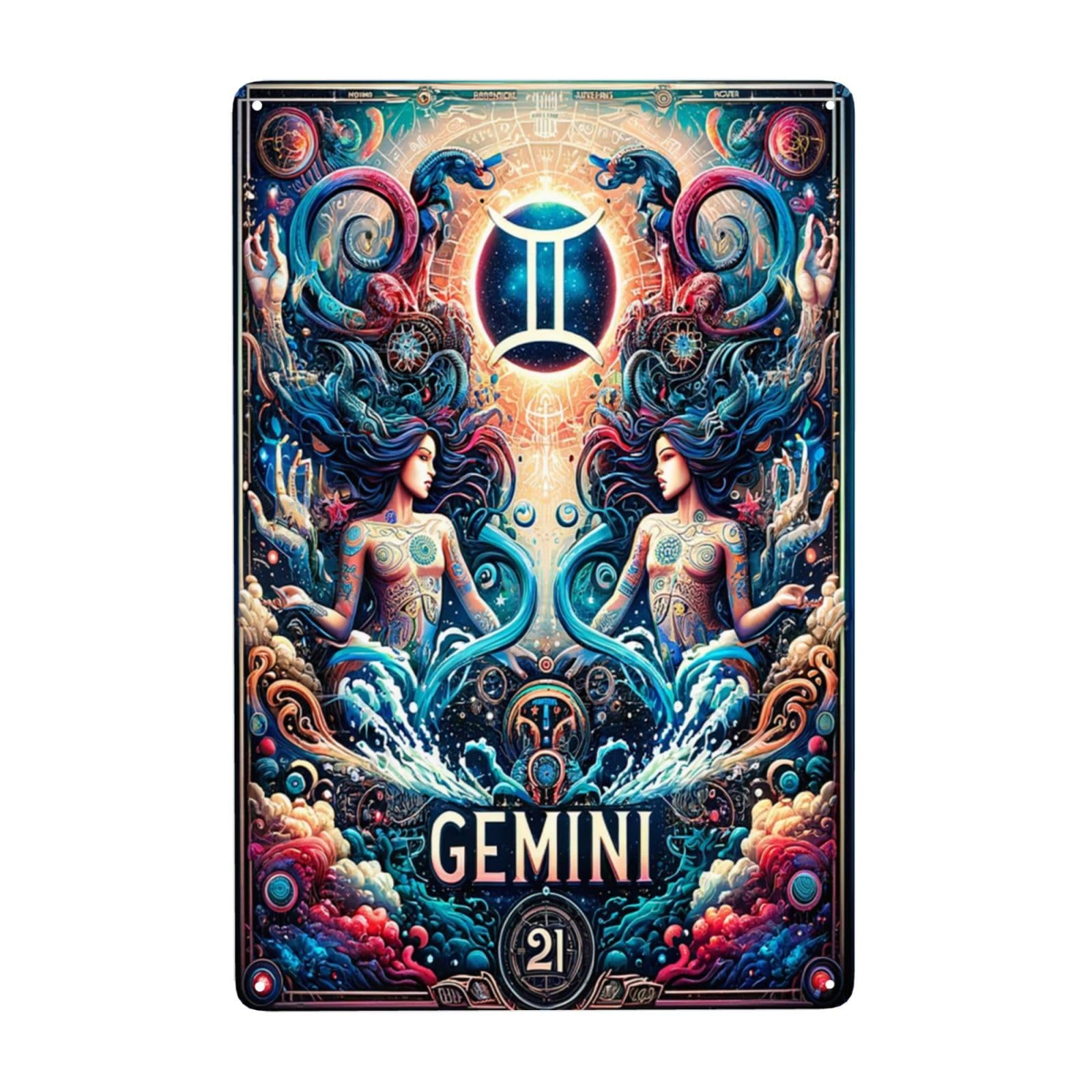 Amazon.com : Mystical Gemini Zodiac Sign Art Home Decor Retro