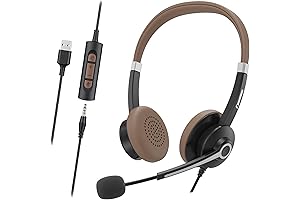 Blackweb Corded USB Headset with Microphone for Computer