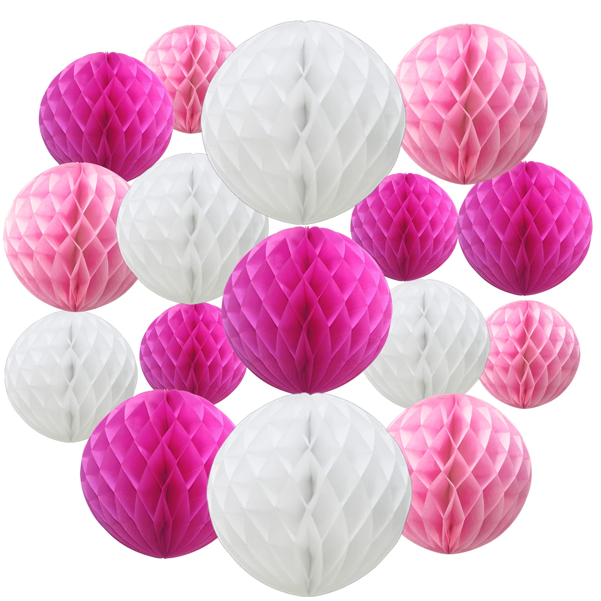 Time to Sparkle Pack of 16 Mixed Honeycomb Balls - Pink — image 1