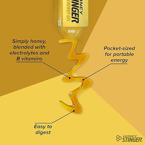 Miniatura 4 de Honey Stinger Gold Energy Gel, sin gluten y sin cafeína, para ejercicio, correr y rendimiento, nutrición deportiva para el hogar y el gimnasio,