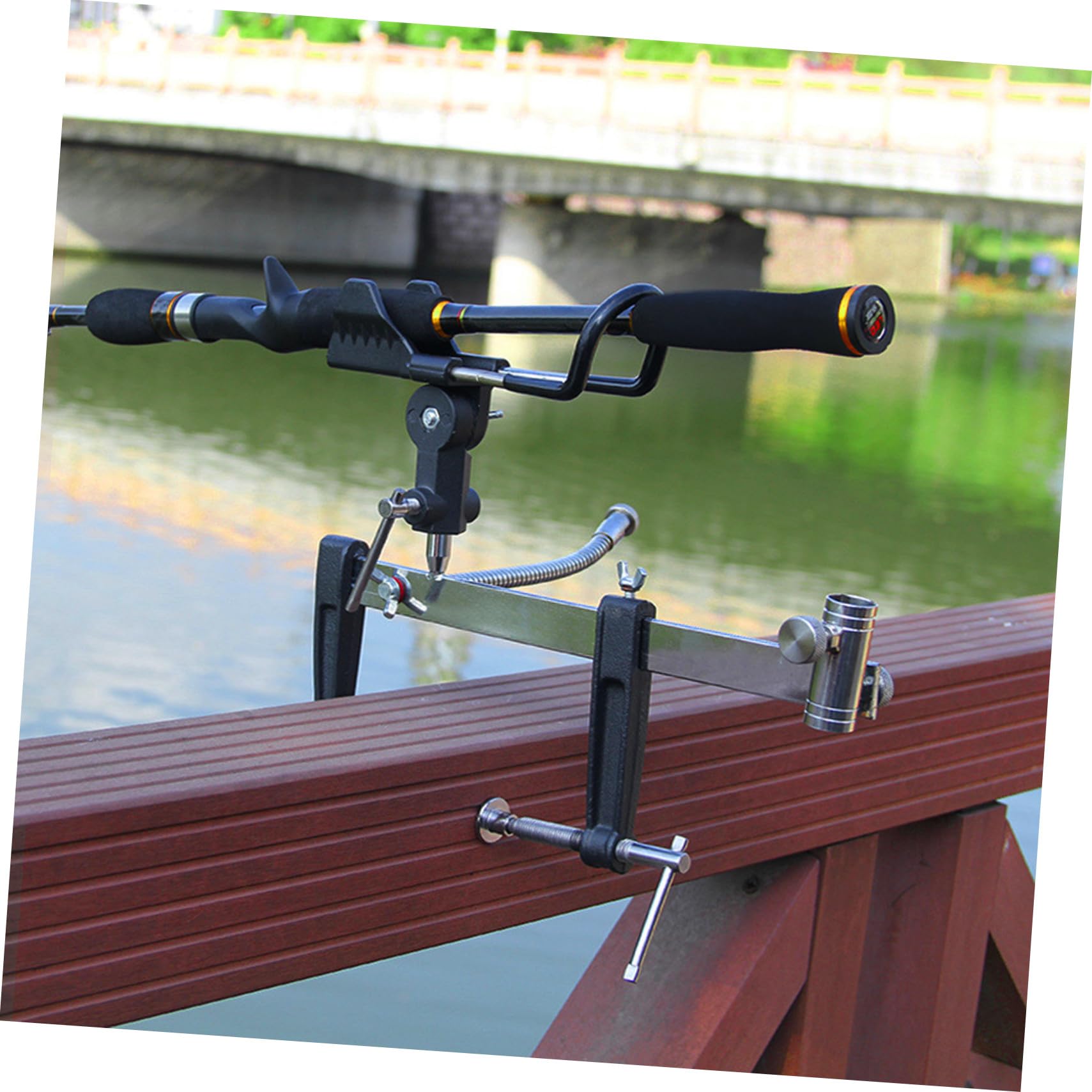 Abaodam Support Protège Les Bâtons Bâtons de Pêche en Métal Multifonction pour Angle Réglable 1pc Robuste et Pratique pour Pêche en Mer la Main
