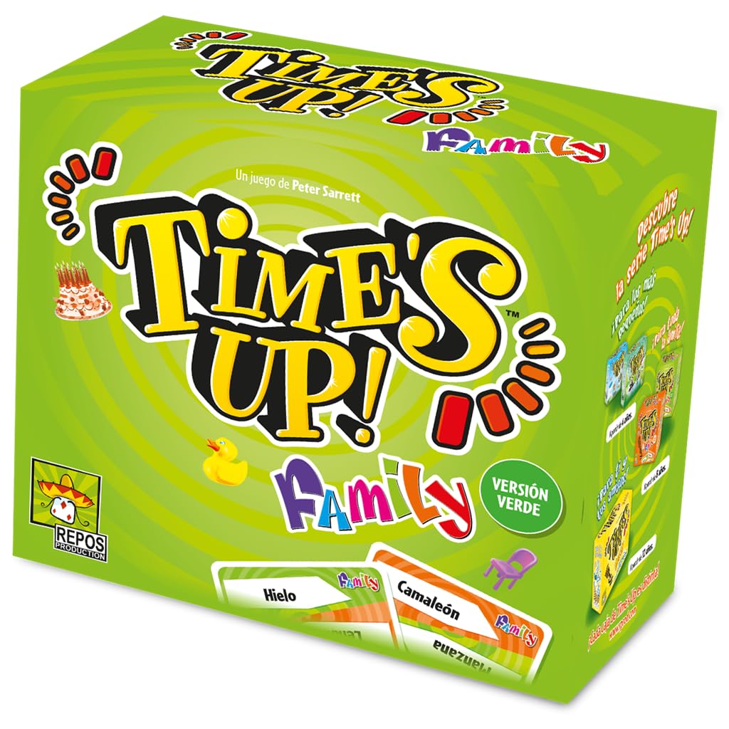 Asmodee Time's Up! Family Verde, Juego para Familias y Niños de Mímica y Palabras Tabú, A Partir de 8 Años, De 4 a 12 Jugadores, 40 Minutos por Partida, Español