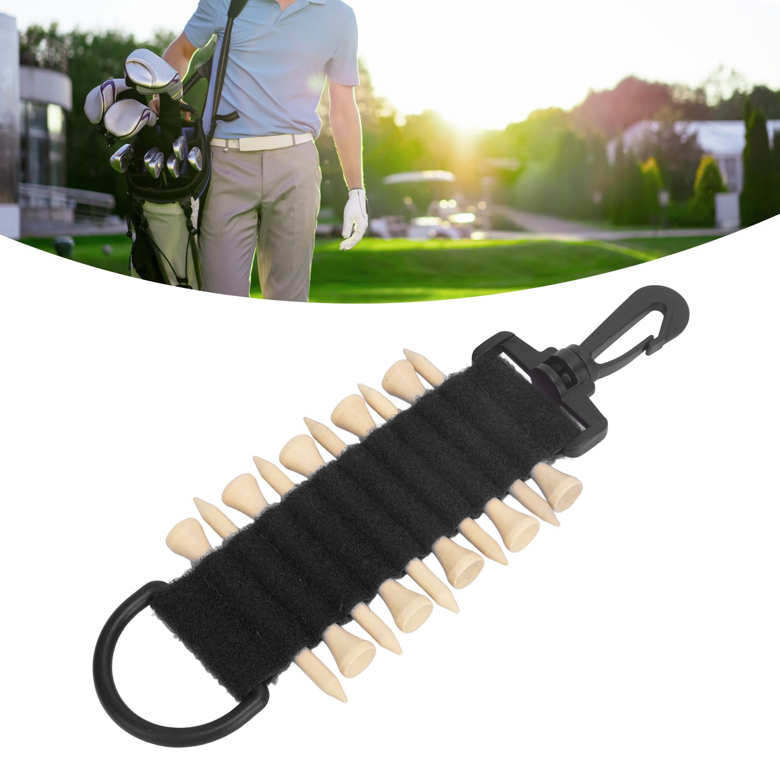 Dilwe Soporte para Te de Golf, Bolsa de Almacenamiento Portátil Multifunción de Nailon con Gancho para Cinturón