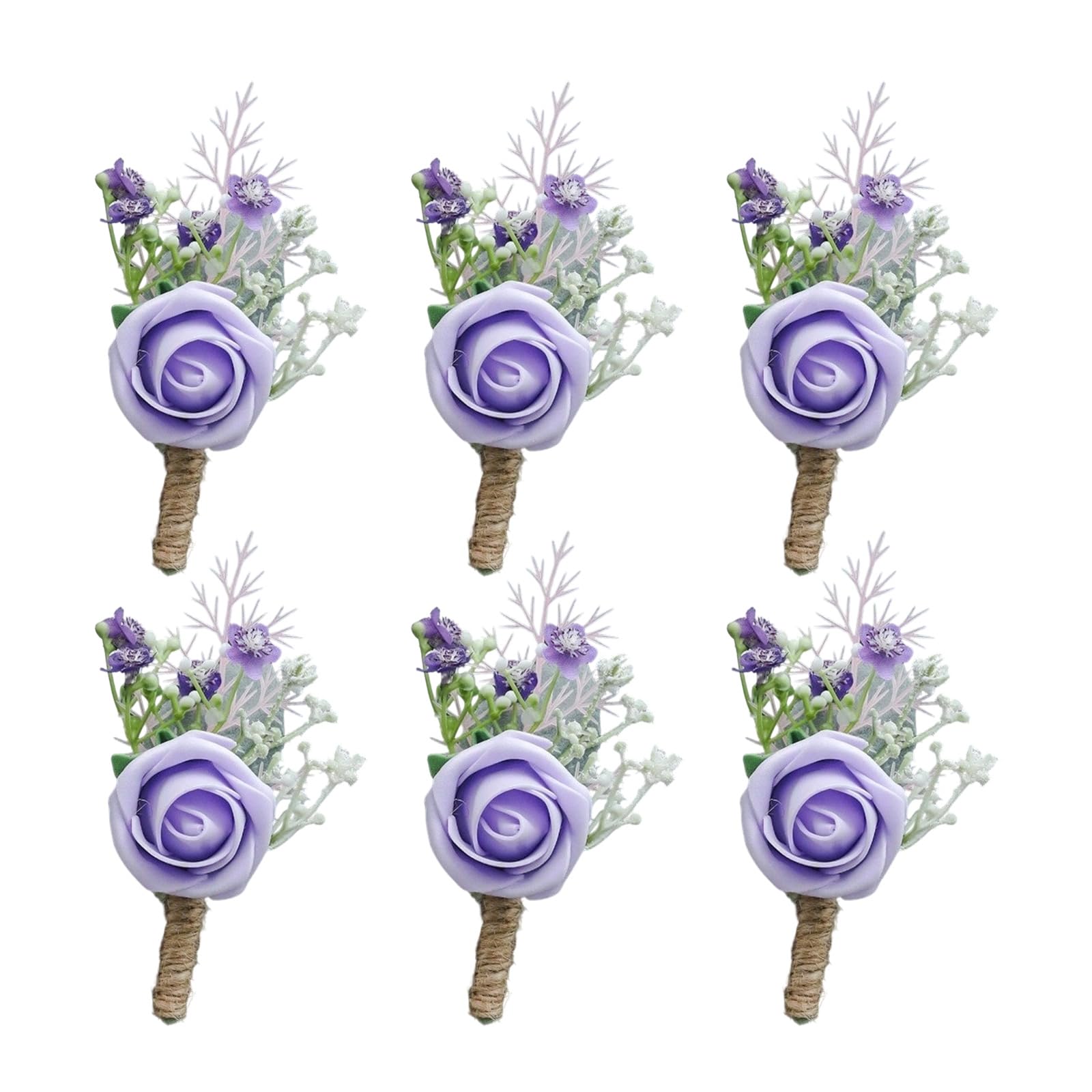 JSGHGDF Of 6 Groomsmen Boutonnieres Artificial Rose Flower Brooches Boutonniere Wedding Bride Groom Accessories Groomsmen Artificial Flower Boutonnieres