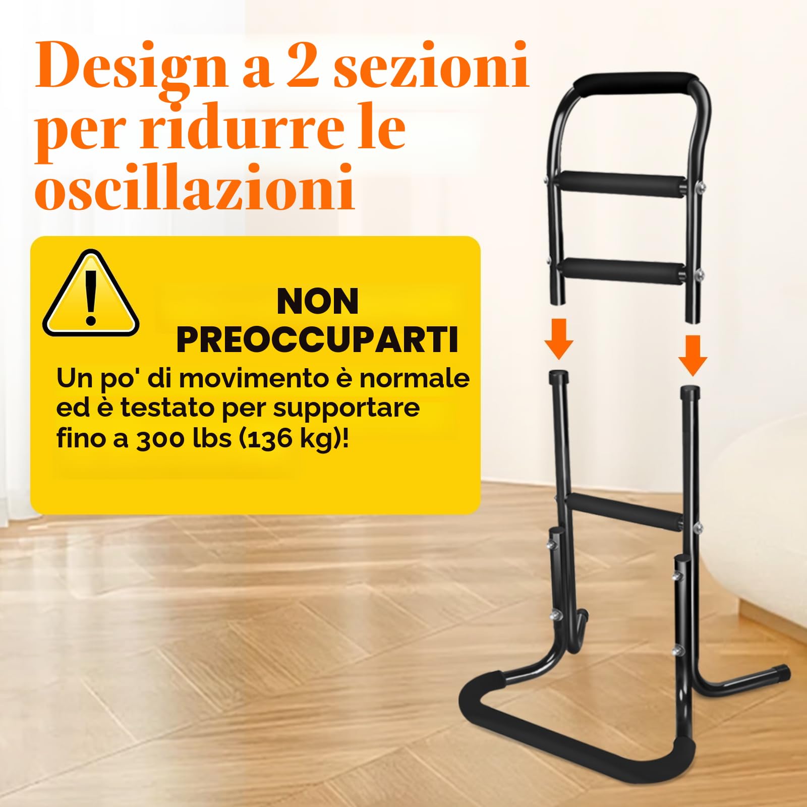 DePango Supporto per Anziani, Telaio di Supporto in Lega di Alluminio Regolabile in Altezza per Alzarsi dal Divano, Adatto per Anziani e Disabili