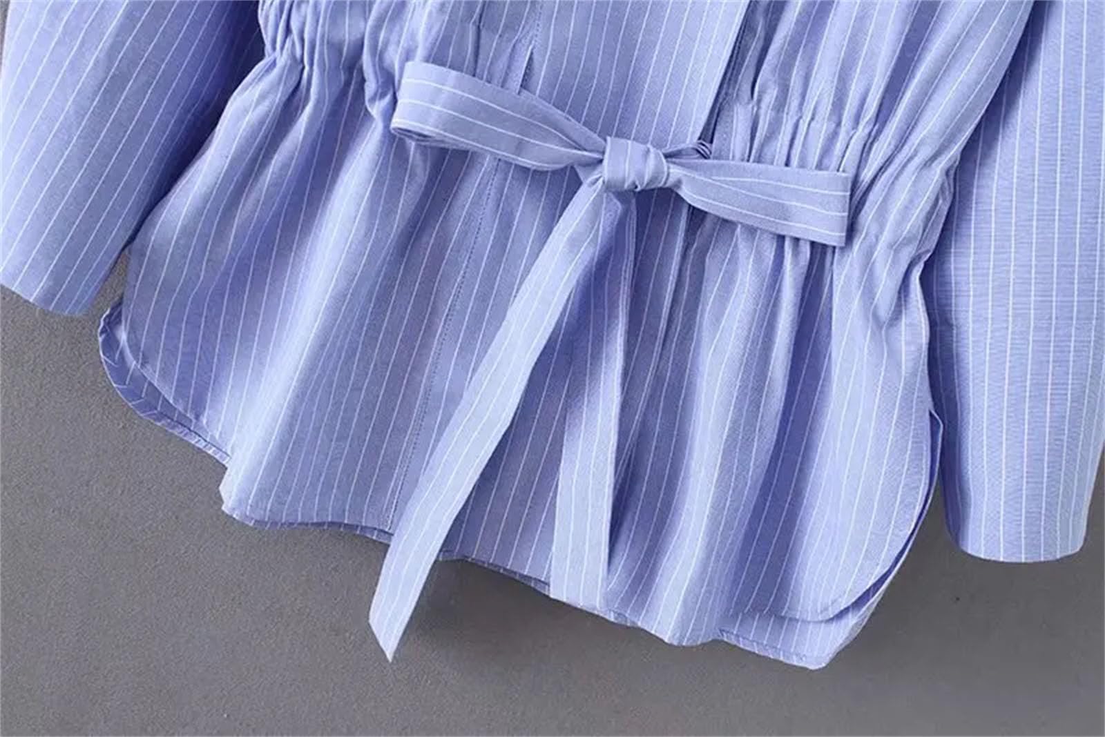 Camicetta da donna vintage a righe da donna, elegante, casual, con lacci, per ufficio, lavoro, a righe