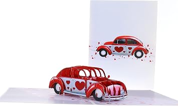 iGifts And Cards Red Love Bug Beetle 3D Pop-Up Card Valentines Day 6"x8" | I Love You Message, Anniversary Keepsake, Automotive Theme, Classic Vehicle Decor, Womens Day, Wife, Girlfriend, Soulmate