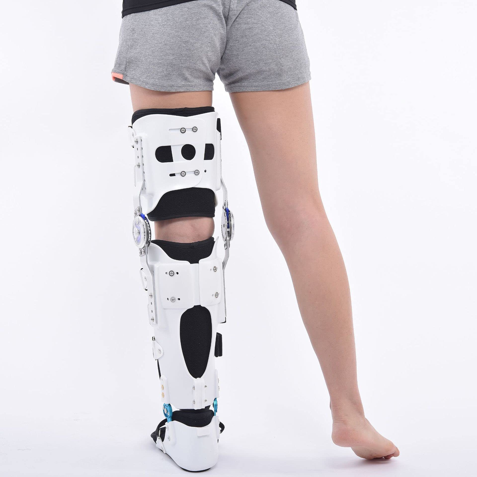 Opaska na kolano na zawiasach, stabilizator kolana po operacji, regulowany stabilizator nóg ROM, unieruchomienie po operacji rozdarcia, rozdarcia łąkotki, PCL, chirurgii (prawy jeden rozmiar)