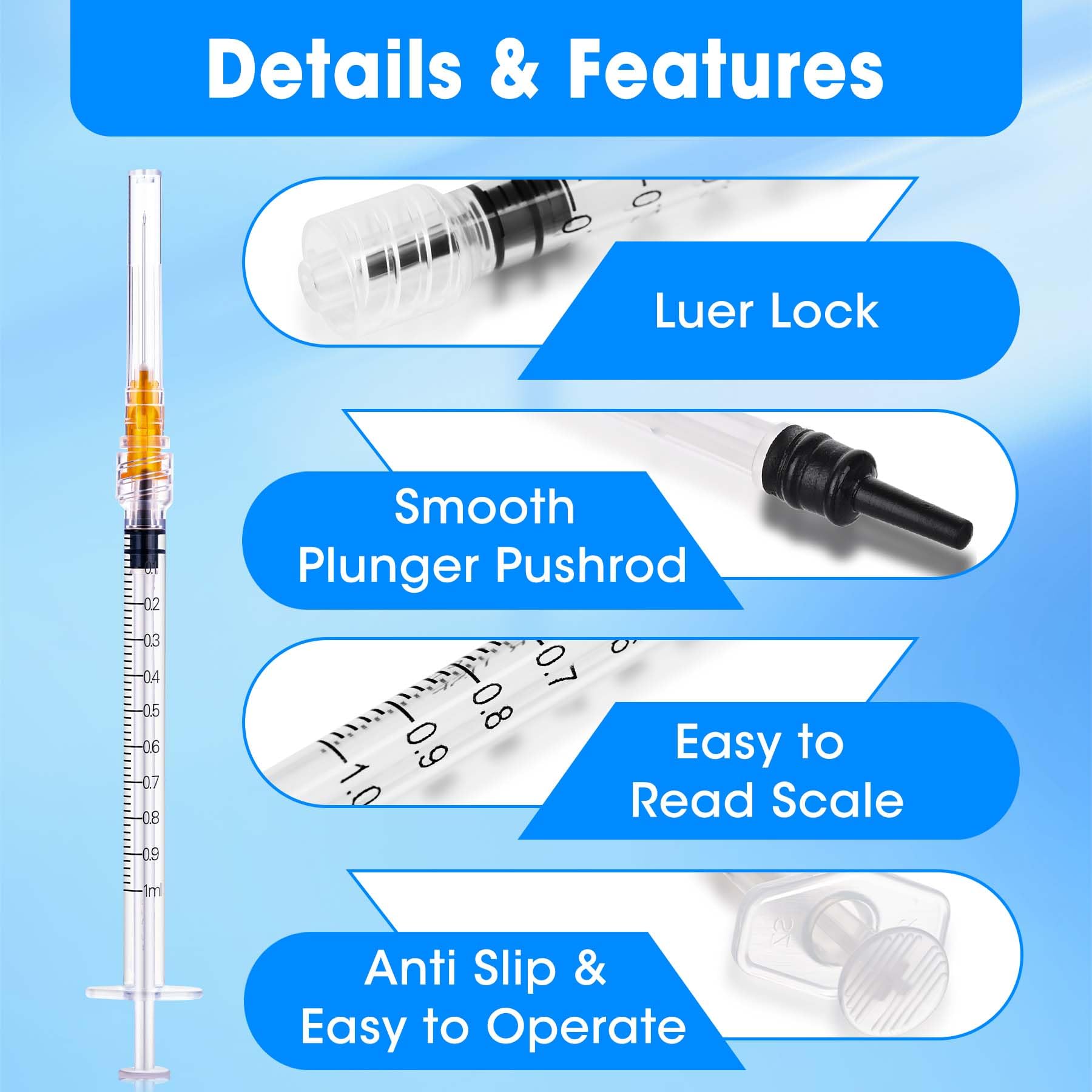 1ml Syringes with 25G 1inch Needle,100 Pack — Amazon image 4