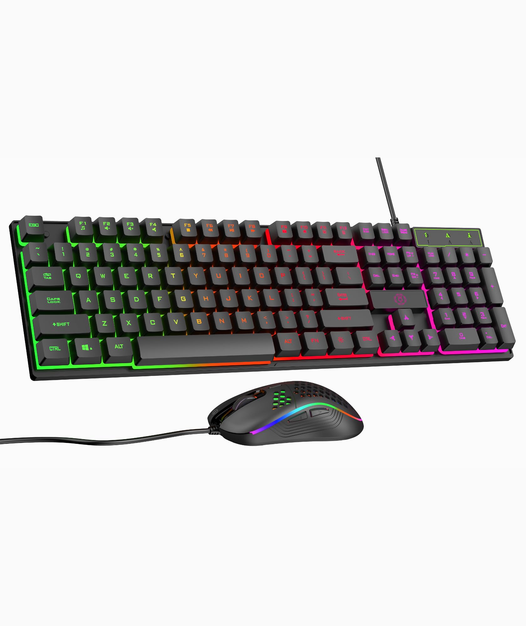 Dr Luxur® Fireball Ergonomic Keyboard and Mouse Combo, 104 Keys with Laser Keycaps, Rainbow Backlight Effect, Anti Ghosting Keys and Adjustable 5 DPI Modes Upto 7200 for Gaming and Work (Black) (B0D8WDP4GW) Amazon Price History, Amazon Price Tracker