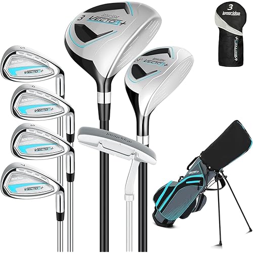 8 Pieces Complete Golf Club Set – Full Set with Bag, Fairway Wood, Hybrid, Irons, Putter – Lightweight, Beginner Friendly, Premium Quality, Distance & Accuracy