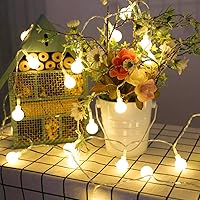 Vista 8 de Lighting EVER Guirnalda de luces con forma de globo, funciona con pilas, 16.4 pies, 50 luces LED de bola pequeña decorativa con control remoto