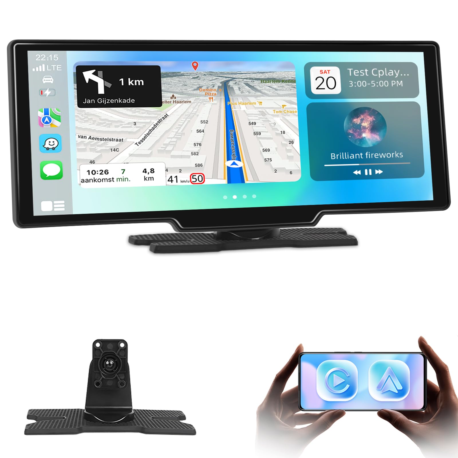 Schermo Carplay per Auto con Wireless Carplay Android Auto e Super Link | 10,26 pollici Car Play per Auto Supporto Navigazione GPS, Bluetooth, Trasmissione FM, Aggiornamento OTA, Controllo Vocale