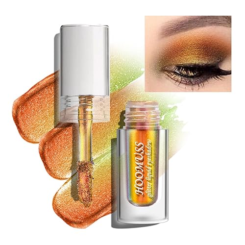 Sombra de ojos Chameleon con purpurina dorada, sombra de ojos líquida multicroma, maquillaje de ojos holográfico, pigmentado y de larga duración y