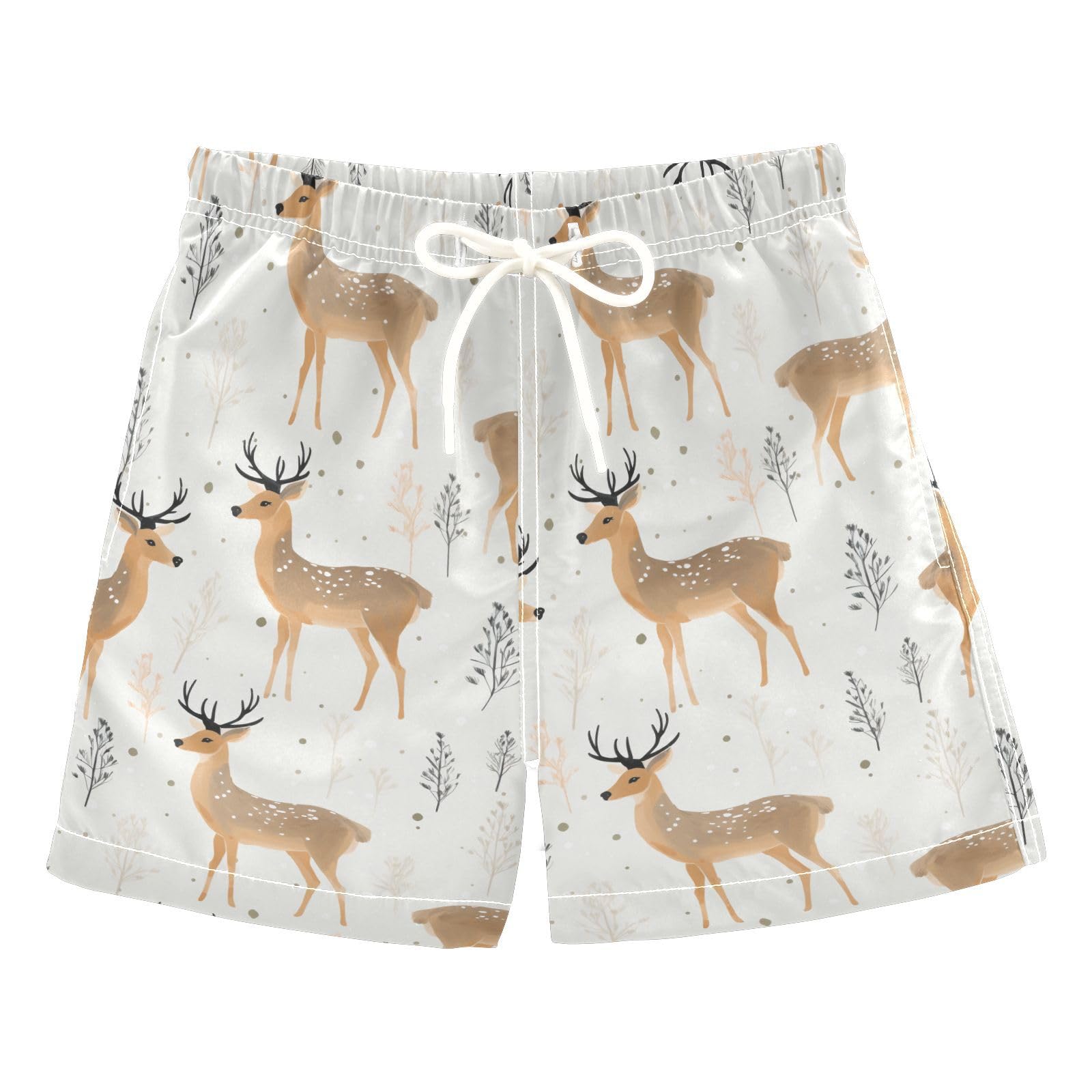 Deer on Snow Boys Swim Trunks Toddler Shorts Swimwear Boardshorts
