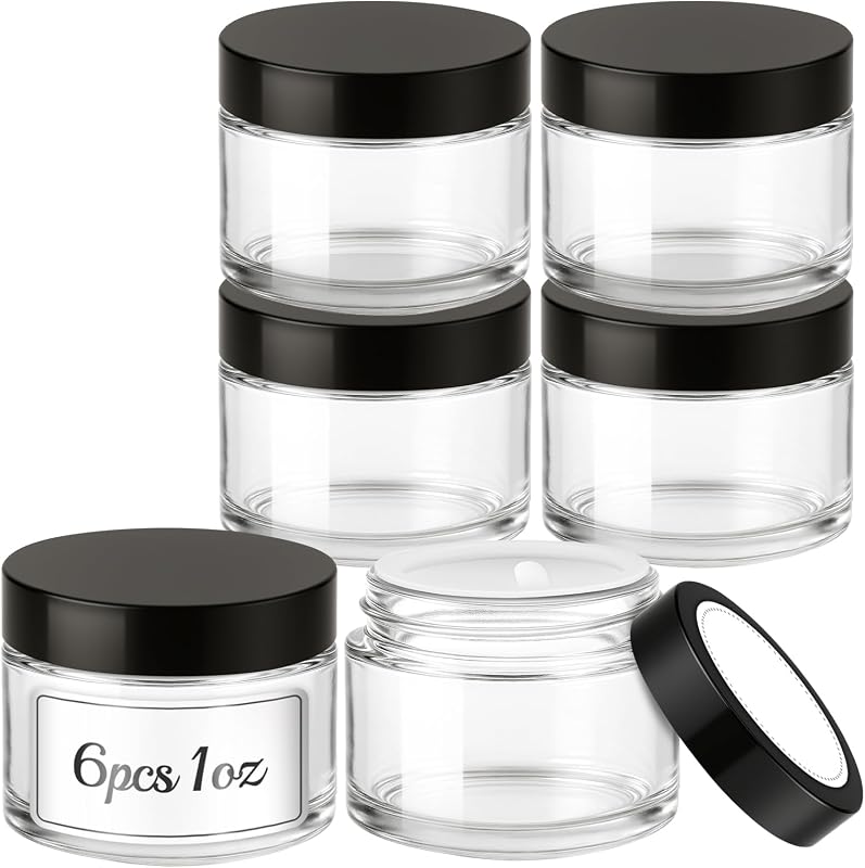 Bumobum Frascos de Vidro Transparentes com Tampa, 30 mL, Pacote com 6
