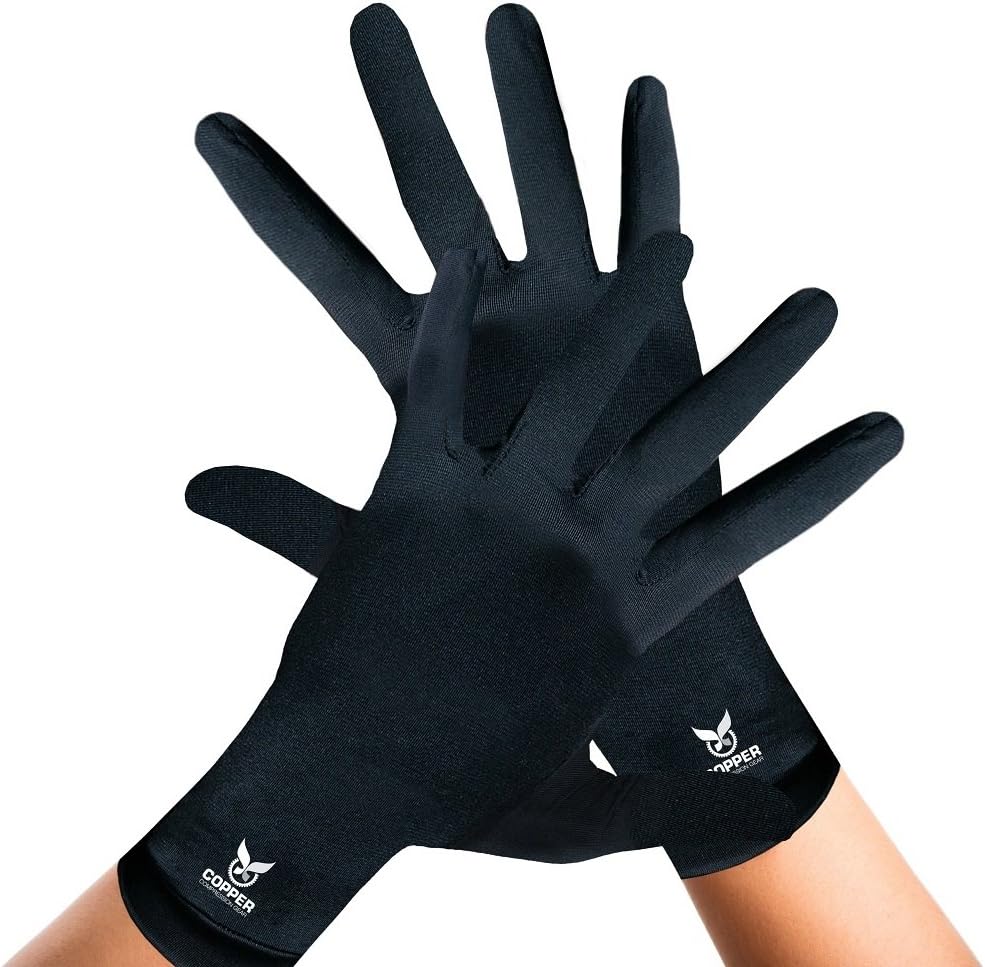 Arthritis Gloves for Women and Men by Copper Compression Gear (Full Finger) 100% Guaranteed - Relieve Symptoms of Arthritis, RSI, Carpal Tunnel, Swollen Hands, Tendonitis + More. (Pair of Gloves)