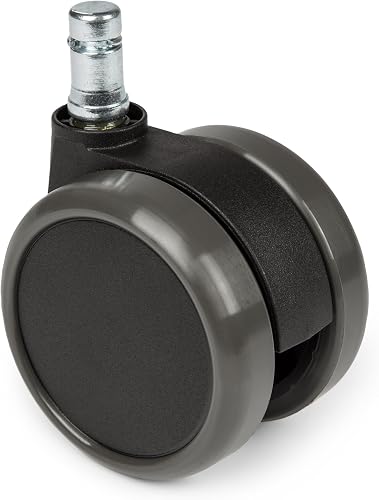 hjh OFFICE, 619010, Castors, Wheels for office, executive chairs, ROLO, black, , Set of 5 x special castors for hard floors 11 mm pin, 65 mm diameter wheel - 5