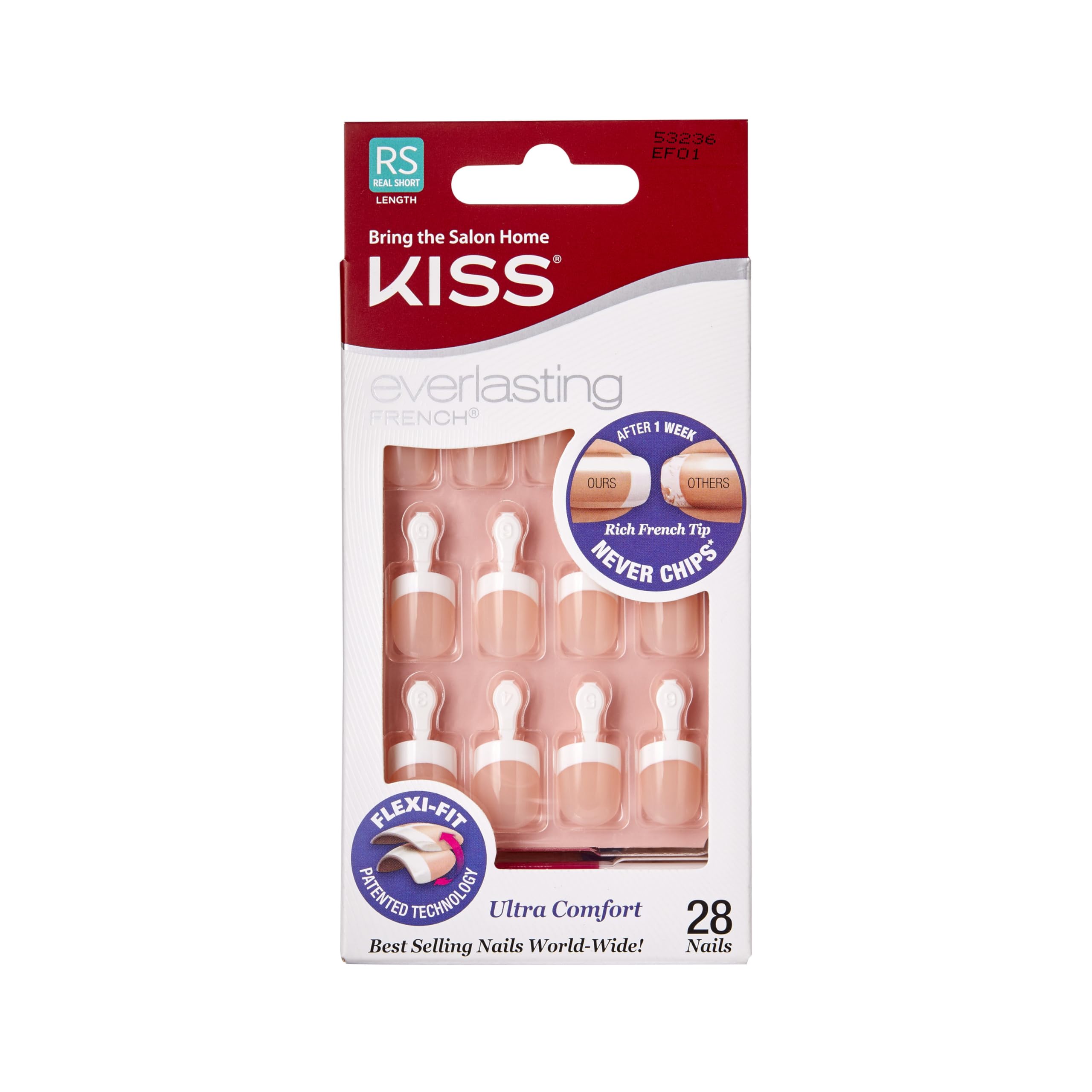 Kiss Ef01 Everlasting French Glue On Nail Kit
