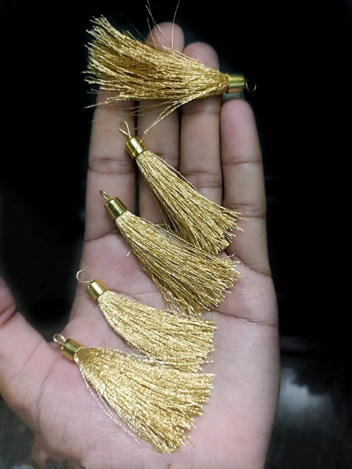 Lacesnmore Tassel Golden Latkan Hanging Fringe Silk Thread jhallar 50 Pieces tessle Dresses, Blouse, Dupatta, Saree,Choli,chunni,Sarees,Lehenga,Suits,Curtains (Golden) 2