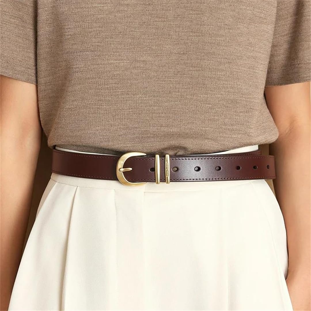 Cinturón retro para mujer, hebilla de piel de vaca, accesorio de moda para mujer