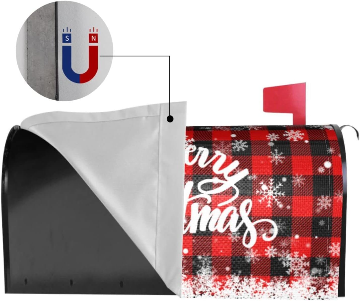 Merry Christmas Mailbox Cover Magnetic Standard 21" x 18", Winter Snowflake Decorative Christmas Large Mailbox Wraps Post Letter Box Covers Garden Decorations Outdoor