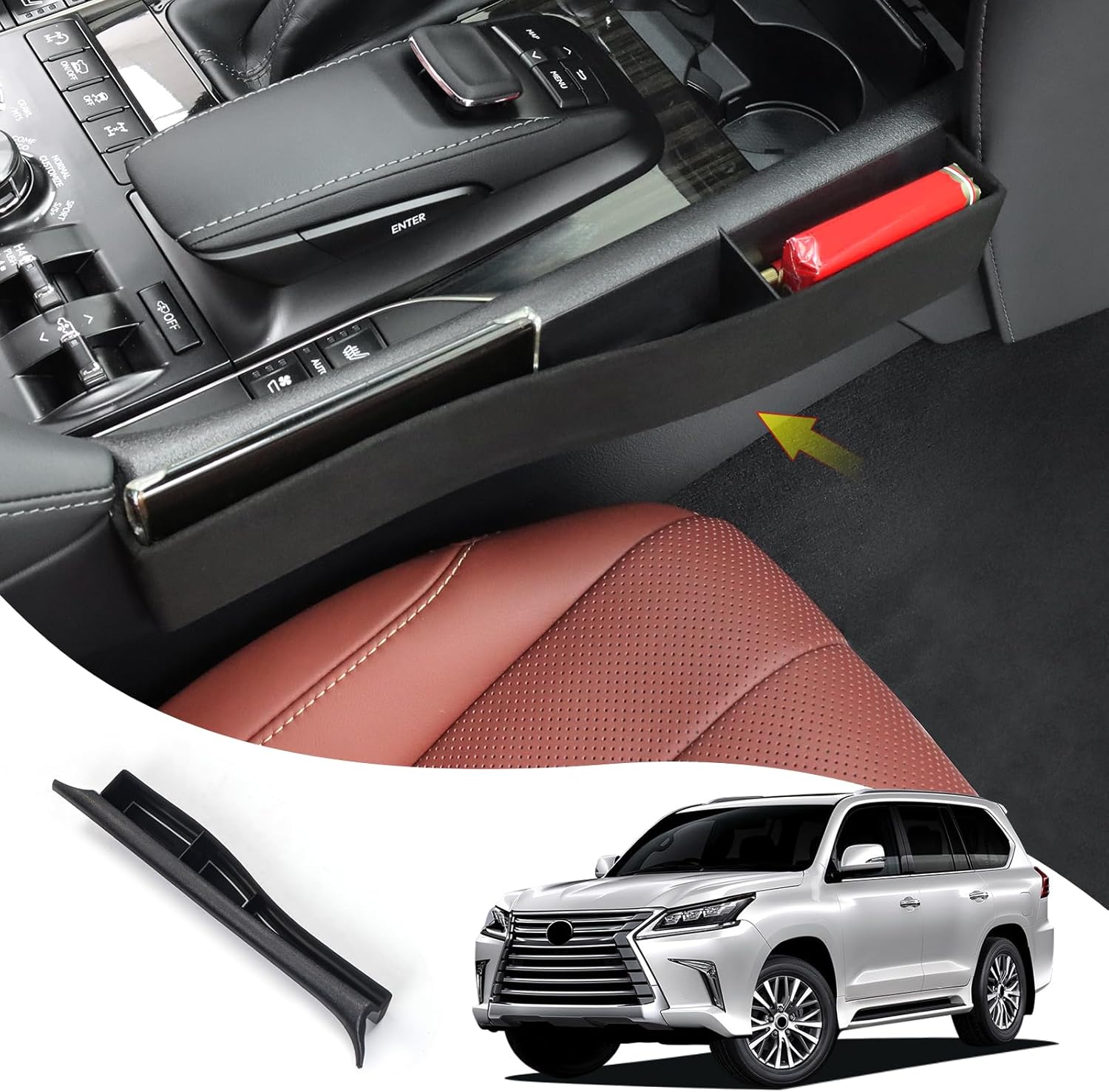 Seat Gap Multifunctional Tray For LX570 LX450d 2016-2022 Interior Accessories Central Control Storage Box Modification LX 570 LX 450d 2017 2018 2019 2020 2021 (2016-2022 Right Black)