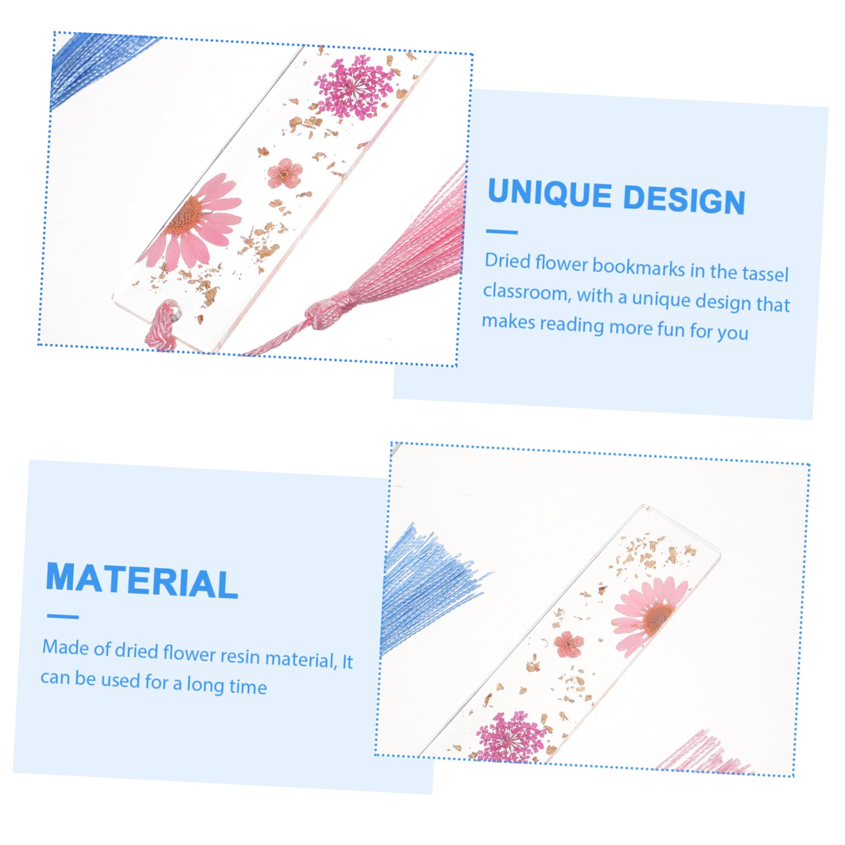 GALPADA 4 Ensembles Marque Pages Résine Avec Pompons Marque Pages Vintage Faits Main Avec Fleurs Séchées Et Élégant Pour Lecteurs Et Étudiants Rose 2 Pièces * 4