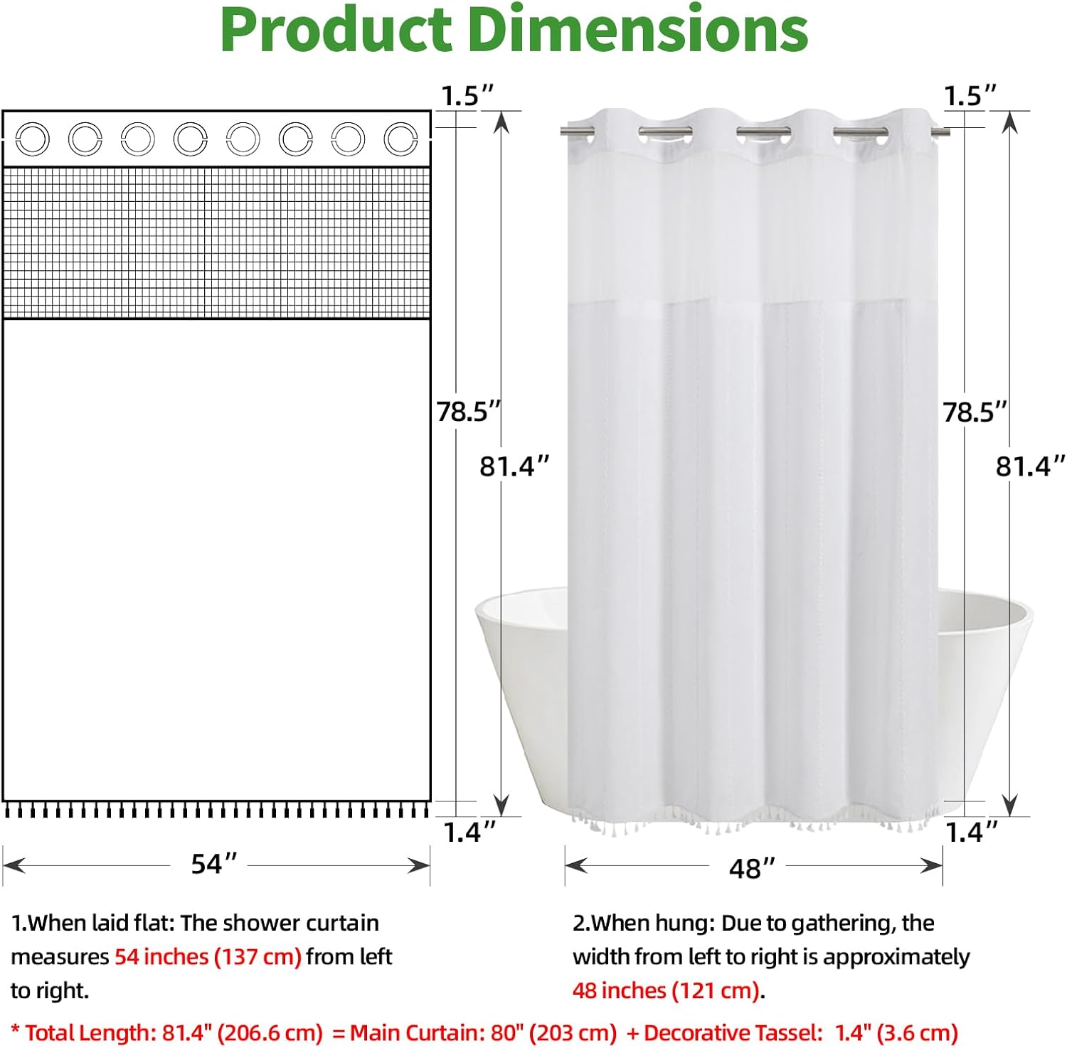 No Hook Stall Shower Curtain with Snap-in Fabric Liner - 54x80 Heavy-Duty Linen Textured Striped Design,Narrow Rustic Modern Farmhouse Bohemian Bathroom Curtain,Water-Repellent,White