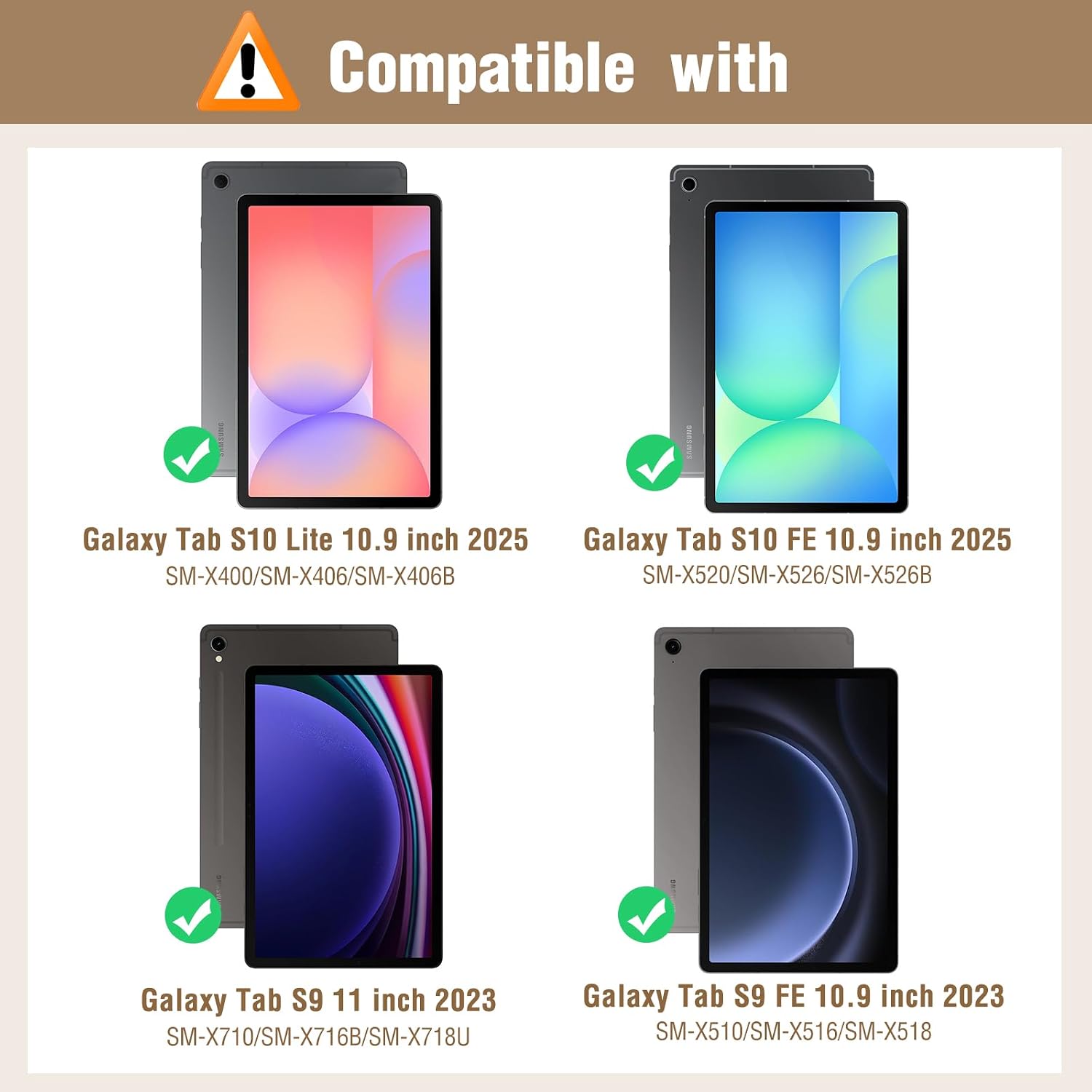 MoKo Case for Samsug Galaxy Tab S10 Lite/ S10 FE 2025/ S9 FE 10.9 inch/ S9 11 inch 2023 with S Pen Holder, PU Leather Multi-Angle Protective Cover for Galaxy S10 Lite with Hand Strap, Blue & Brown