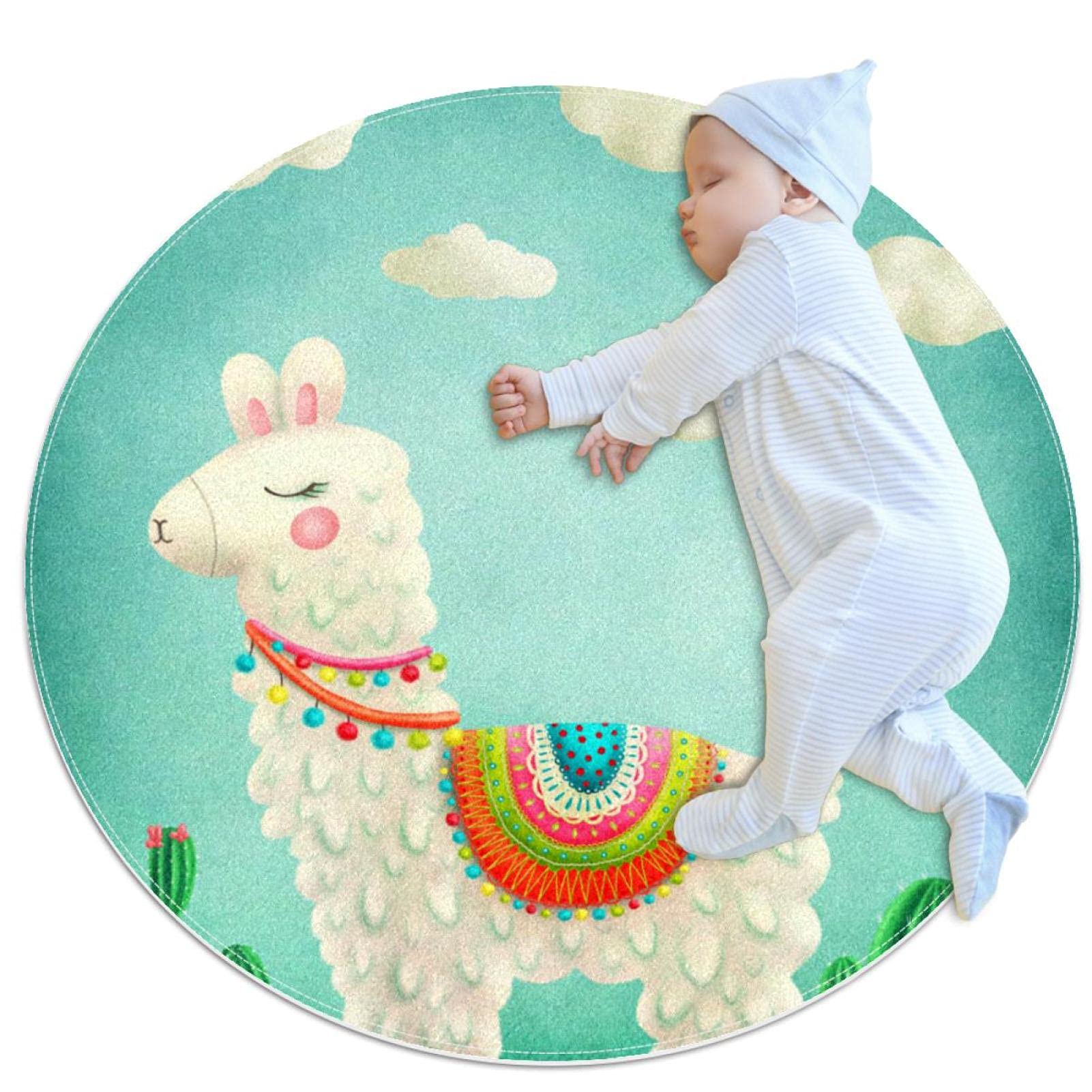 Tapis de jeu enfants alpaga cactus motif animaux fille garçon