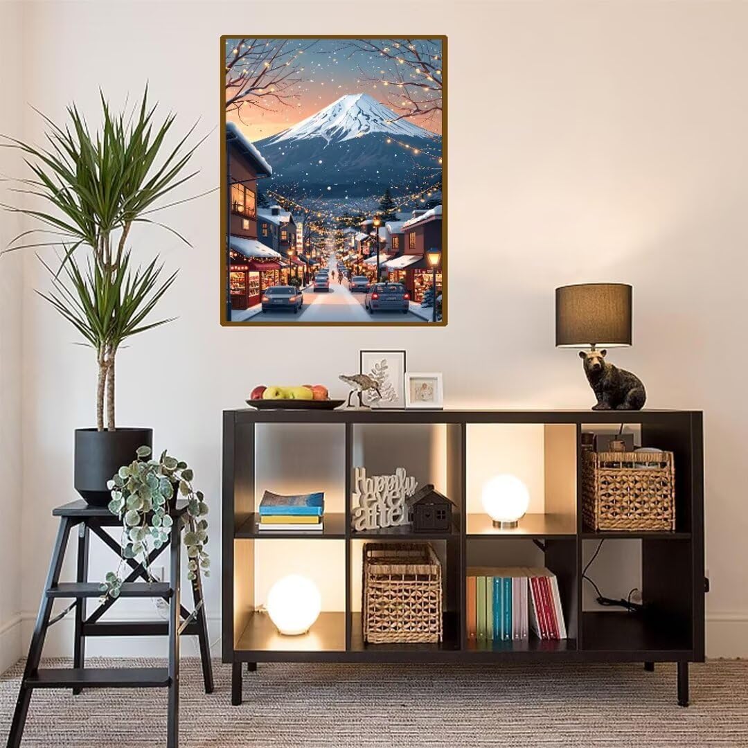Diamond Painting Calle de la montaña nevada Pintura Diamante Adultos, Diamond Painting Niños, Cuadros de Diamantes Kit Adultos, para Navidad Decoración de La Pared Del Hogar Regalos 70x100cm t-4970