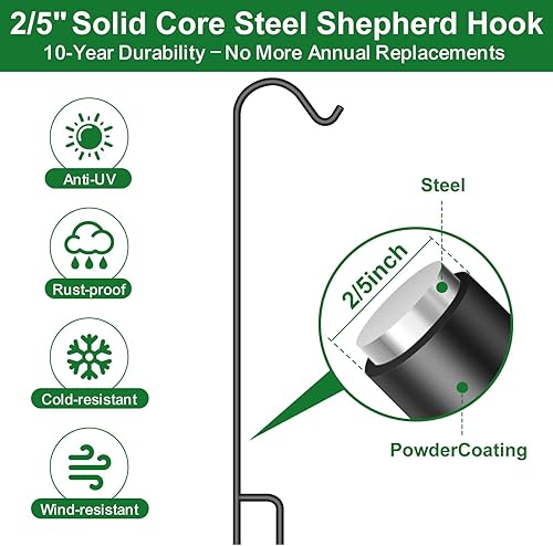 Miniatura 4 de BEAU JARDIN Paquete de 4 ganchos de pastor de 37 pulgadas de grosor, de alta calidad, resistentes a la corrosión, para jardín, para colgar en