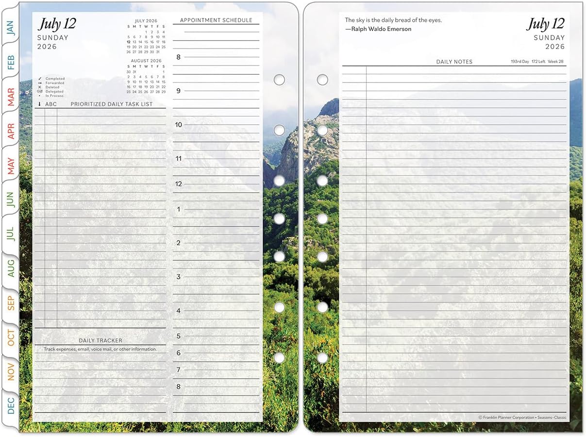 FranklinCovey - Seasons Ring-Bound Planner Refill | Two Pages Per Day (Classic, Jul 2026 - Jun 2027)
