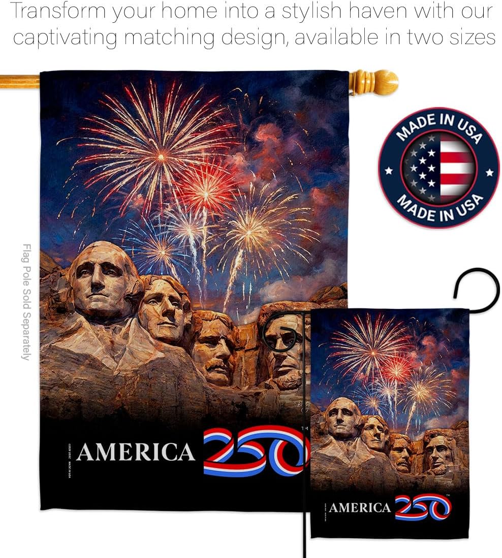 America 250 Flag Mount Rushmore Independence Day Wall Hanger Set Tapestry Official Licensed Merchandise Canvas Prints Yard Sign Textile Woven Fabric Poster USA 250th Anniversary Decoration Gift