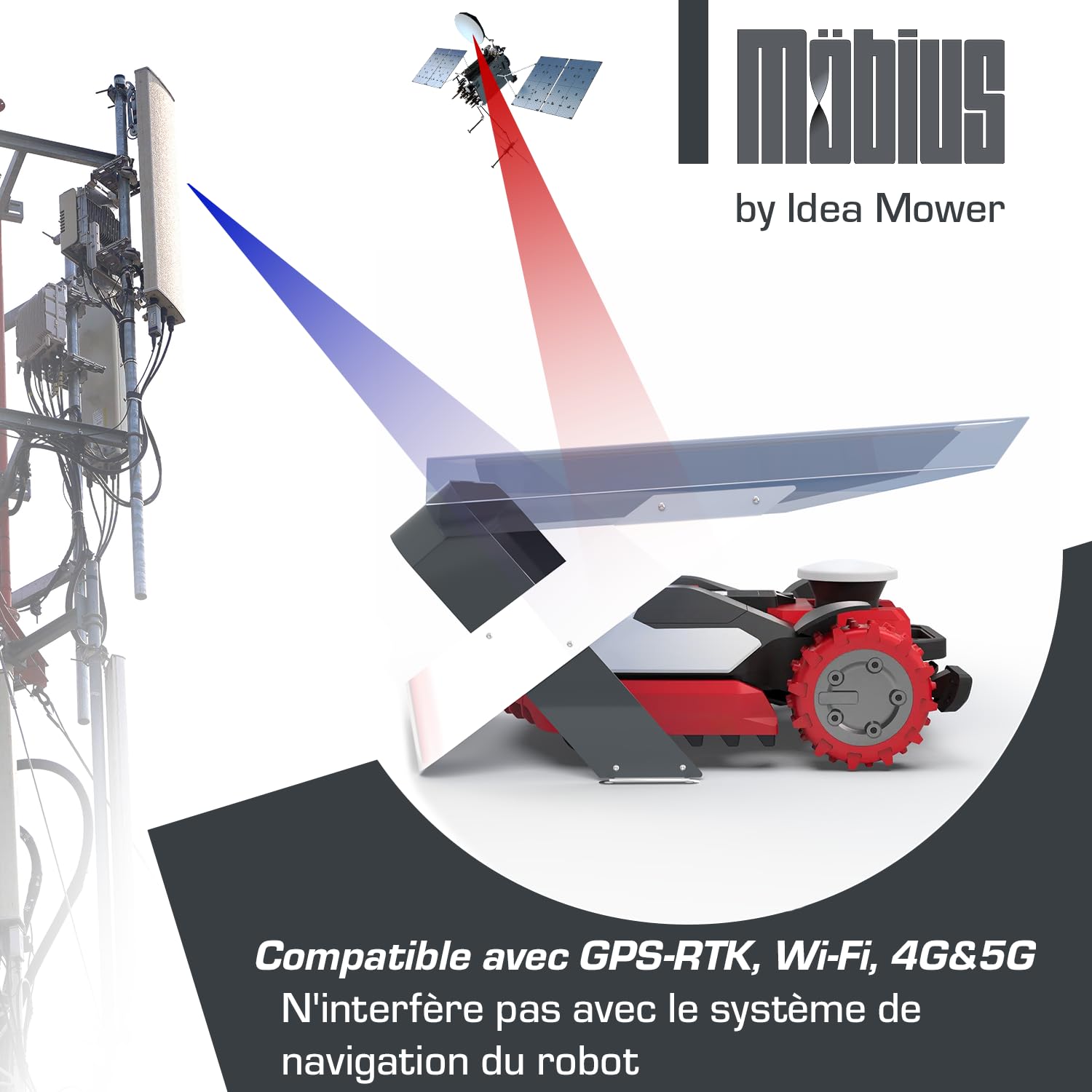 Mobius Garage pour robot tondeuse compatible avec Kress RTKn pour pelouses de plus de 10 000 m² - Protection avec toit transparent - Accès au clavier UV - Installation indépendante