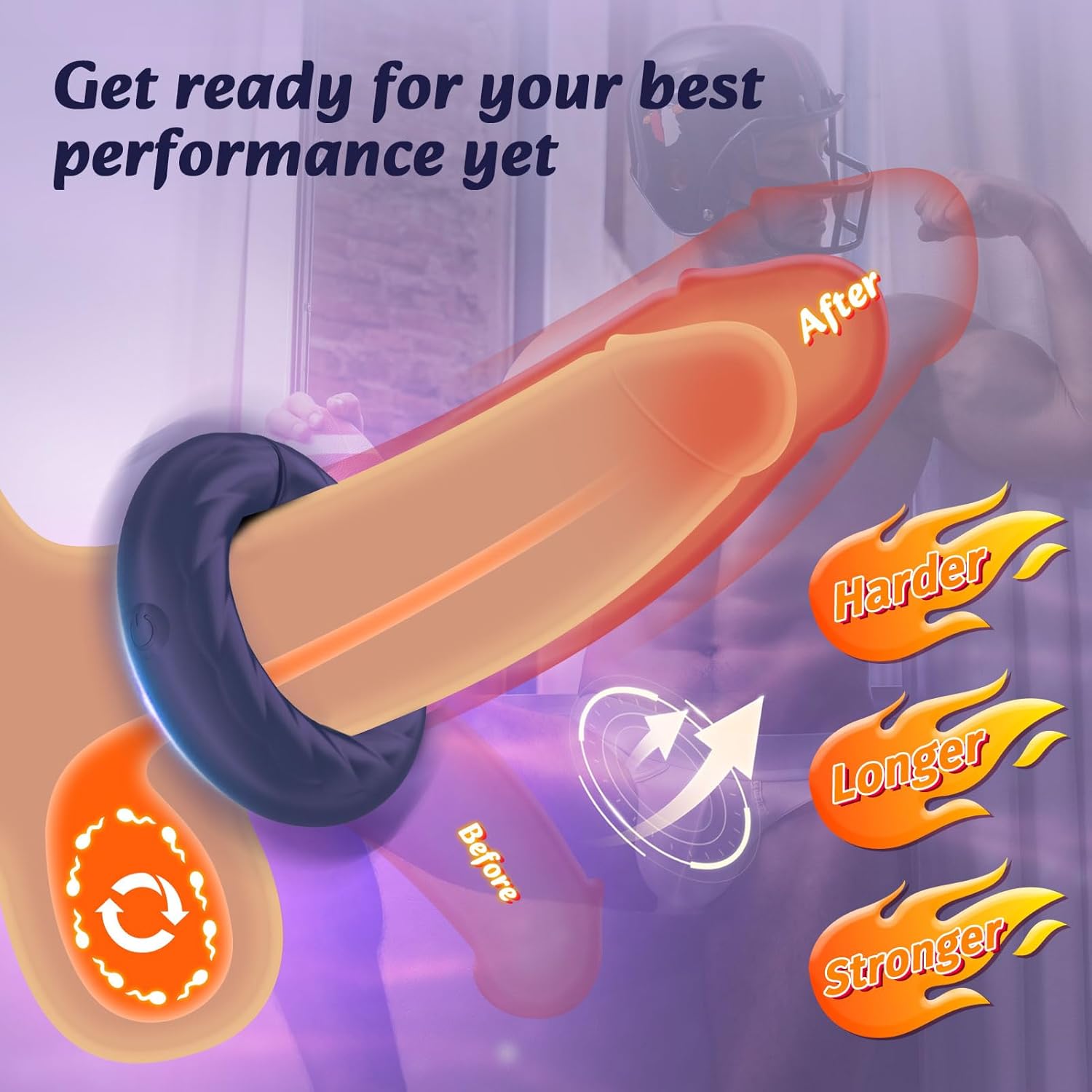 Male Sex Toy Vibrating Cock Ring, Sex Toys for Men Automatic Adjustable 10 Vibration Modes Soft Silicone Penis Ring, Couples Sex Toy Adult Foreplay Tool, Male Adults Toys Adult Sex Toys & Games