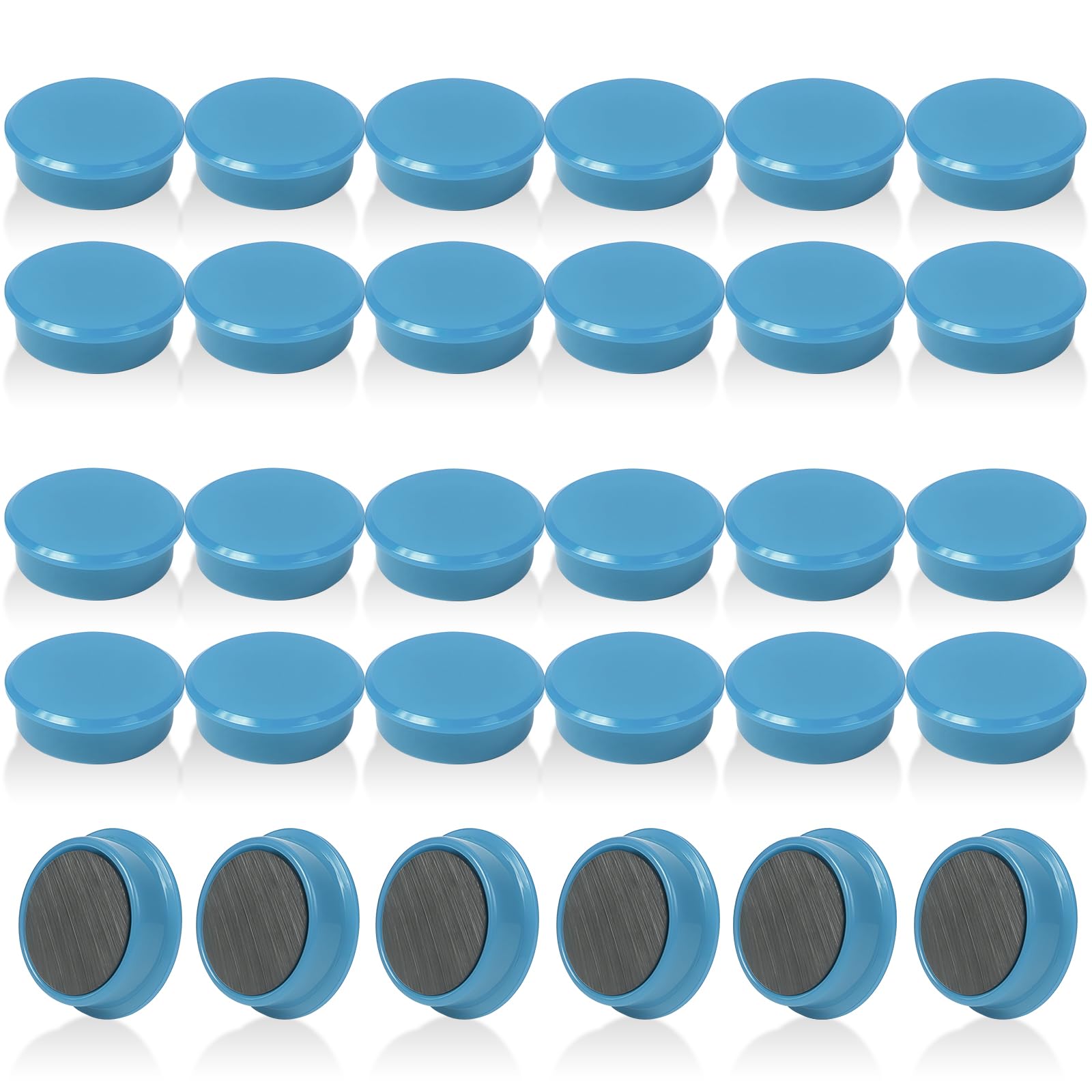 QOJOPU 30PCS Fridge Magnets Strong Magnet, Round Small Magnets for Whiteboard Heavy Duty Mini Magnets for Crafts, Notice Board, Home, Office, Kitchen, Classroom - Soft Navy Blue Cute Decorative Magnet