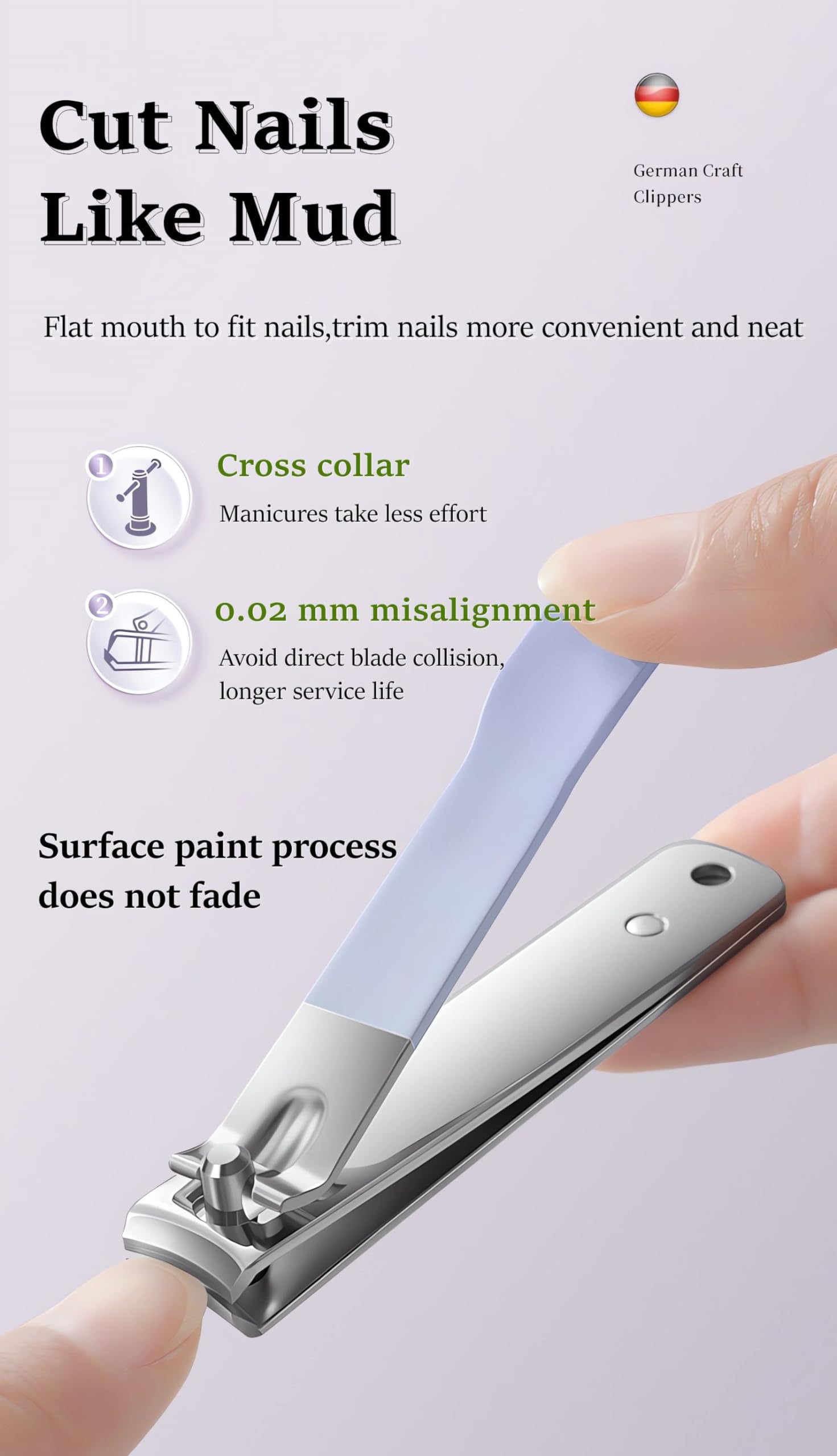 Juego de manicura de 4 piezas de cortaúñas de acero inoxidable, herramientas de belleza portátil, kits de aseo profesional, kit de uñas de viaje para hombres y mujeres (morado degradado)