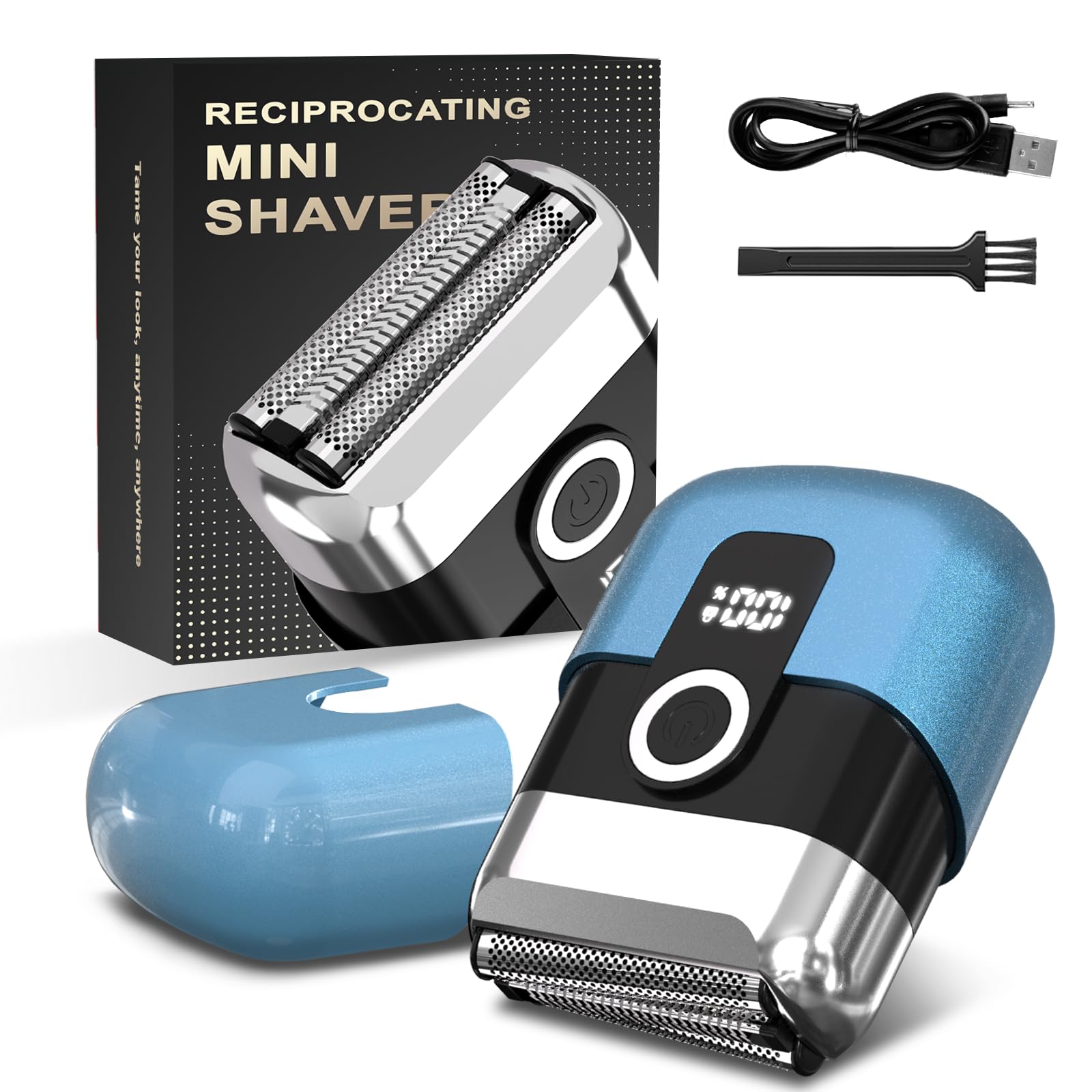 Electric Foil Shaver for Men Mini Electric Razor for Face Beard - 3 Floating Blades Cordless Razor with