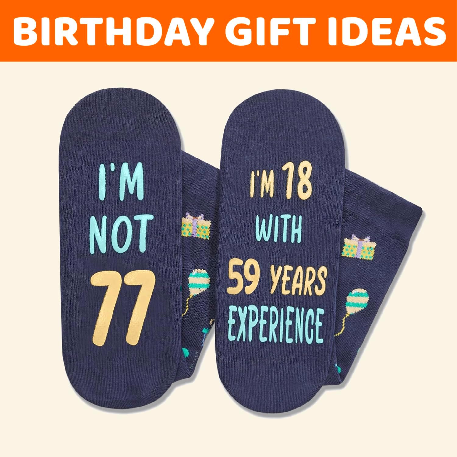 HAPPYPOP Birthday Gifts for Men Women - Socks for 75 79 Year Olds, Gifts with Greeting Card - Image 5
