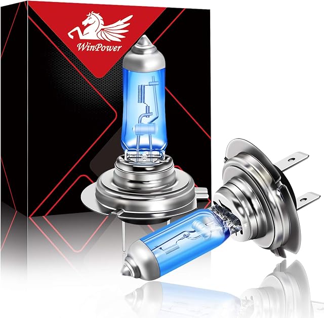 WinPower H7/PX26d 100W Halogen Headlamp 5000K Super Bright Xenon Warm White High Beam Headlight Lamp 12V Car Fog Light Motorcycle Bulbs, 2Pieces