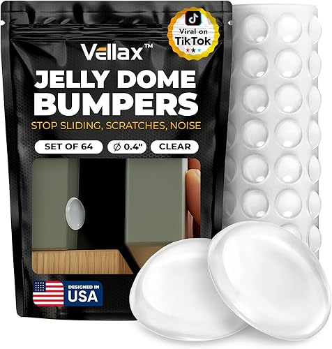 Vellax Parachoques para puerta de armario, 64 piezas, almohadillas autoadhesivas transparentes, tapones de gabinete, parachoques de goma para Vellax Parachoques para puerta de armario, 64 piezas, almohadillas autoadhesivas transparentes, tapones de gabinete, parachoques de goma para