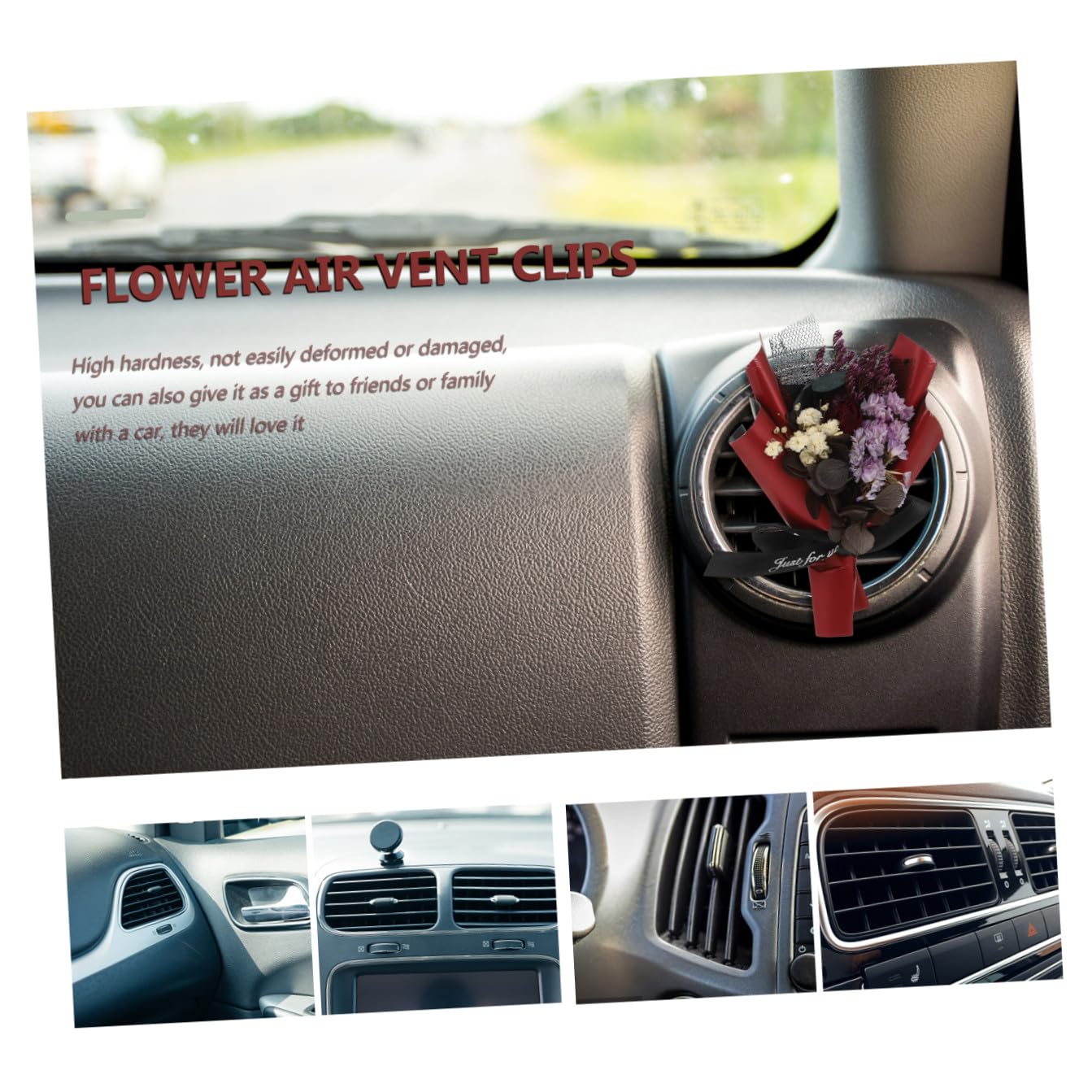 GLEAVI 4pezzi Fioriera Profumata Per Auto Con Clip Ventilazione Decorazione Interni Auto Fiore Di Rosse Accessorio Carino e Immortale Per Aromatizzare Abitacolo