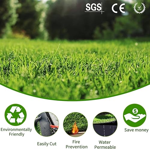 Miniatura 4 de SunVilla 6 pies x 8 pies, césped artificial para interiores y exteriores realista, 6 x 8 pulgadas (48 pies cuadrados), verdeverde olivaamarillo