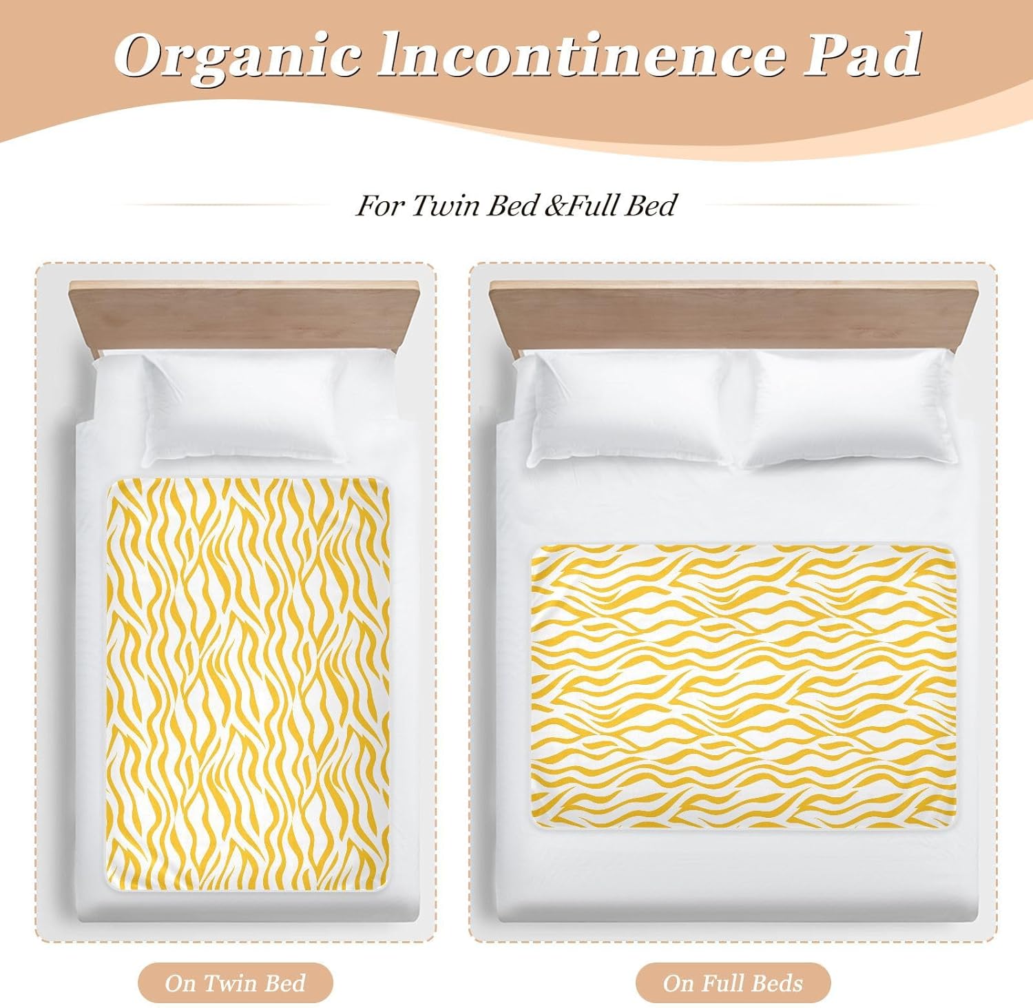 Yellow Animal Patterns Extra Large Resuable Toddler Mattress Pads Waterproof Washable Potty Training Sheets Cover Leakproof Quick Drying Incontinence Pads for Children Adults Pets , 52" L x 34" W